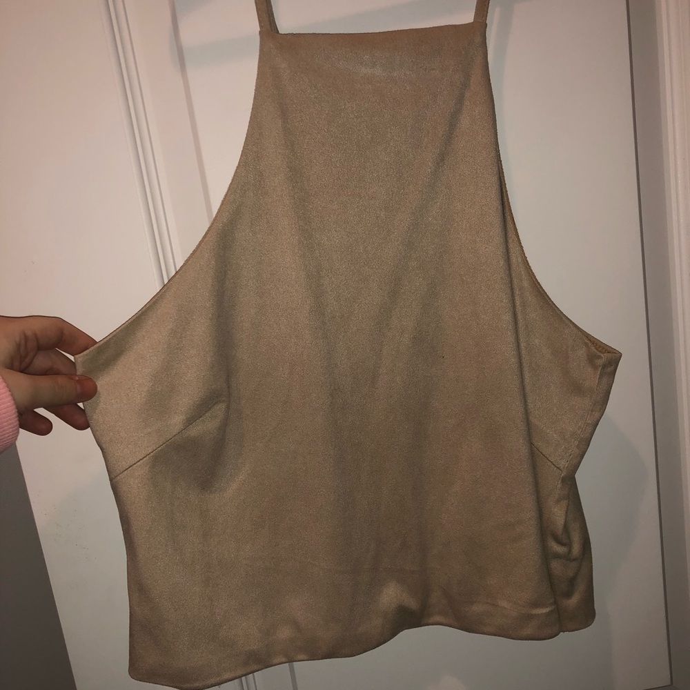Lulu's suede cross back tank top